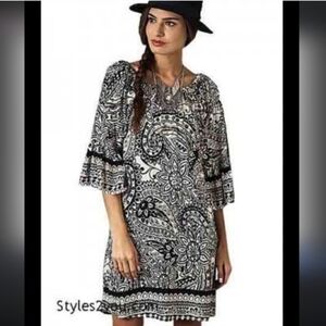 Umgee Paisley Flare Sleeve  Dress